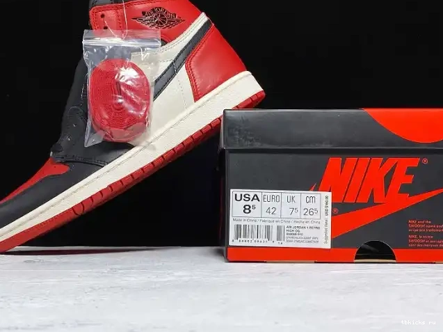 Cheap TB Jordan 1 High 555088-610 Toe Air Retro OG Bred 0423